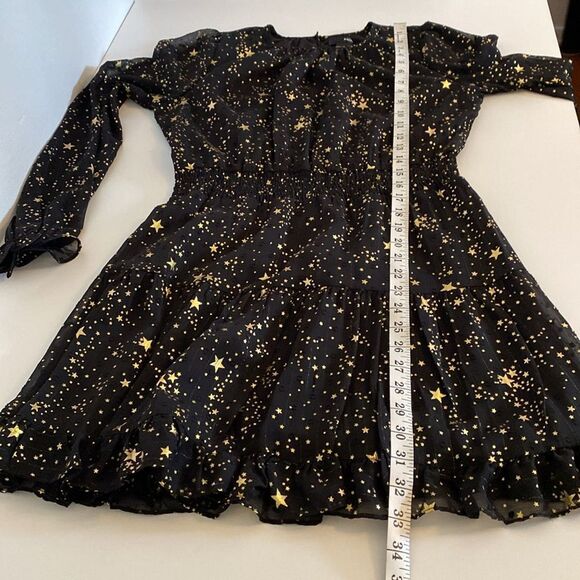 Bloomingdale's AQUA Black and Gold Star Foil Mini Dress Size Medium - Picture 13 of 13